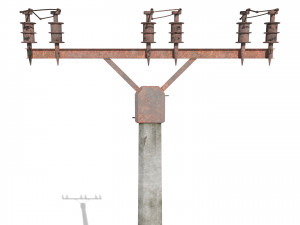 electricity pole 2 weathered 3Dモデル