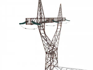 electricity pole 4 weathered 3D Model