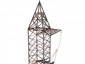 electricity pole 5 weathered 3D Model