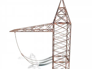 electricity pole 5 weathered 3D Model