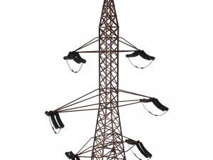 electricity pole 7 weathered 3D Model