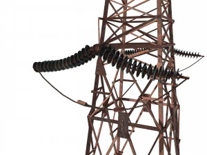 electricity pole 7 weathered 3D Model