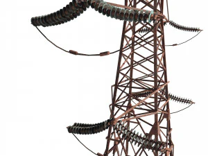 electricity pole 7 weathered 3D Model