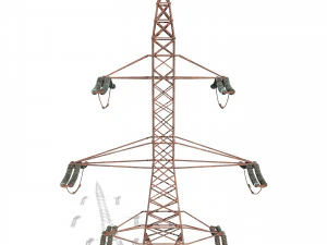 electricity pole 7 weathered 3D Model