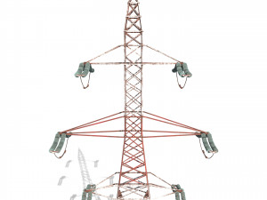 electricity pole 8 weathered 3D Модель