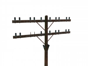 electricity pole 9 weathered 3D Модель