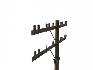 electricity pole 9 weathered 3D Модель