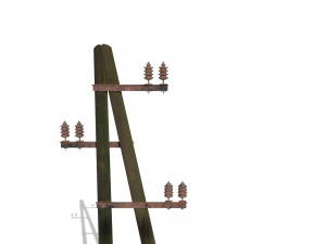 electricity pole 10 weathered 3D Model