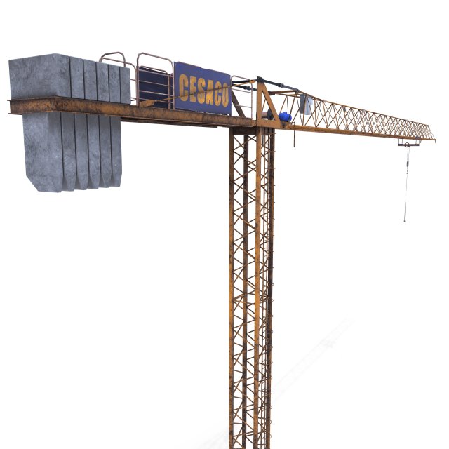 low poly tower crane weathered Modello 3D .c4d .max .obj .3ds .fbx .stl .blend 