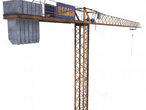 low poly tower crane weathered 3D Model