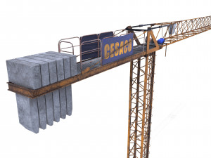 low poly tower crane weathered Modello 3D