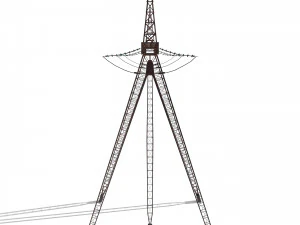 electricity pole 11 weathered 3D Model