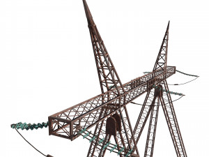 electricity pole 11 weathered 3D Model