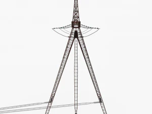 electricity pole 12 weathered 3D Model