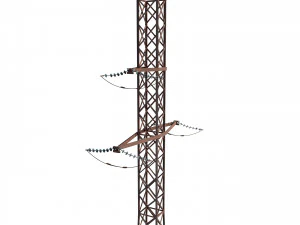 electricity pole 15 weathered 3D Model
