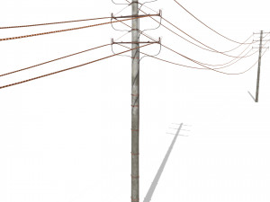 electricity pole 18 weathered 3D Model