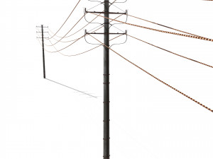 electricity pole 18 weathered 3D Model