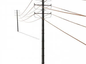 electricity pole 18 weathered 3D Model