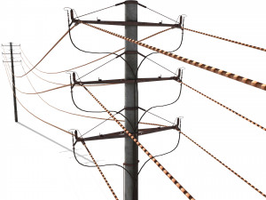 electricity pole 18 weathered 3D Model