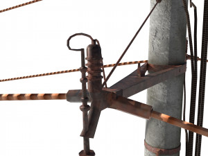 electricity pole 18 weathered 3D Model