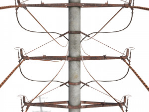 electricity pole 18 weathered 3D Model