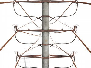 electricity pole 18 weathered 3D Model