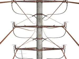 electricity pole 18 weathered 3D Model