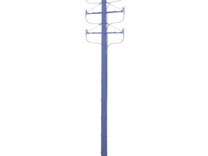electricity pole 18 weathered 3D Model