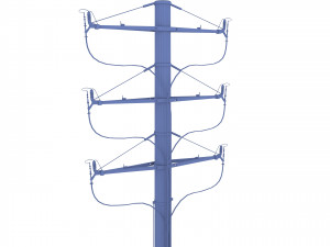 electricity pole 18 weathered 3D Model