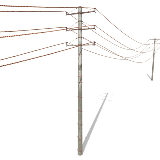 electricity pole 19 weathered 3D Model .c4d .max .obj .3ds .fbx .stl .blend 