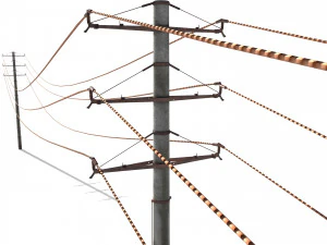 electricity pole 19 weathered 3D Model