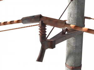 electricity pole 19 weathered 3D Model