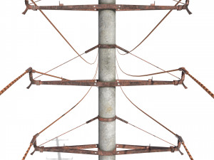 electricity pole 19 weathered 3D Model