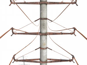 electricity pole 19 weathered 3D Model