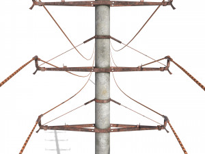 electricity pole 19 weathered 3D Model
