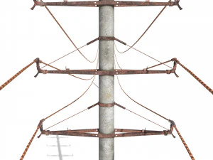 electricity pole 19 weathered 3D Model