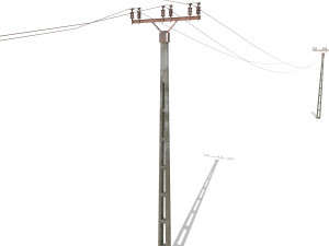 electricity pole 20 weathered 3D Model
