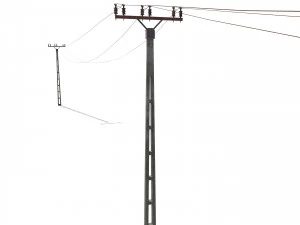 electricity pole 20 weathered 3D Model