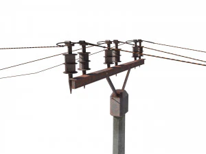 electricity pole 20 weathered 3D Model