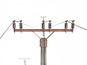 electricity pole 20 weathered 3D Model