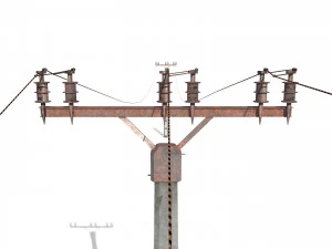 electricity pole 20 weathered 3D Model