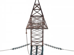 electricity pole 17 weathered 3D Model