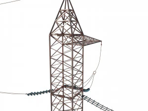 electricity pole 17 weathered 3D Model