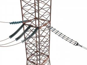 electricity pole 17 weathered 3D Model