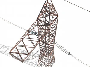 electricity pole 17 weathered 3D Model