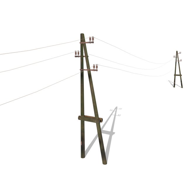 electricity pole 23 weathered 3D Model .c4d .max .obj .3ds .fbx .stl .blend 
