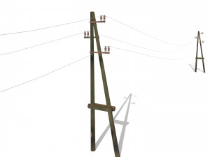 electricity pole 23 weathered 3D Model
