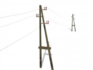 electricity pole 23 weathered 3D Model