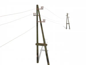electricity pole 23 weathered 3D Model