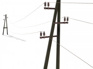 electricity pole 23 weathered 3D Model